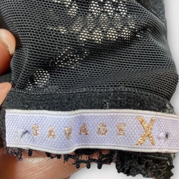 Savage X Fenty Alien animal Unlined Lace Plunge Bra Black Size 36DDD - Picture 5 of 10